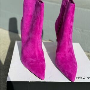Nine West Women's Pink Suede Ankle Boots
